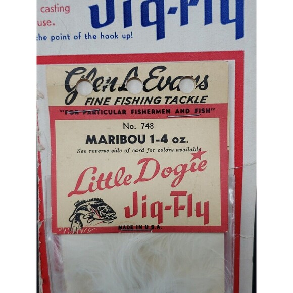Glen L Evans Little Dogie Jig Fly NOS VTG 1950s On Original Card Display #748 WH - Picture 4 of 12